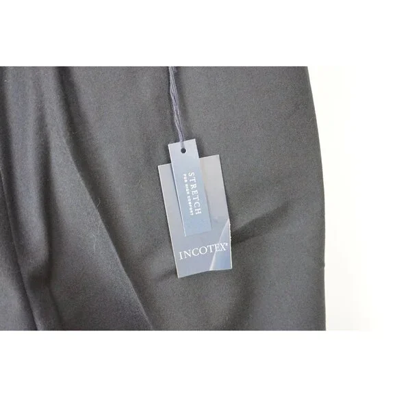 Incotex High Comfort Stretch Dark Blue Flannel Wool Blend Dress Pants 46 NEW